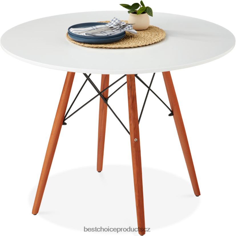 Best Choice Products kulatý moderní jídelní stůl z poloviny století s nohami z bukového dřeva - 35,5 palce doplněk bílý FF2286663 Best Choice Products kulatý moderní jídelní stůl z poloviny století s nohami z bukového dřeva - 35,5 palce doplněk bílý FF2286663