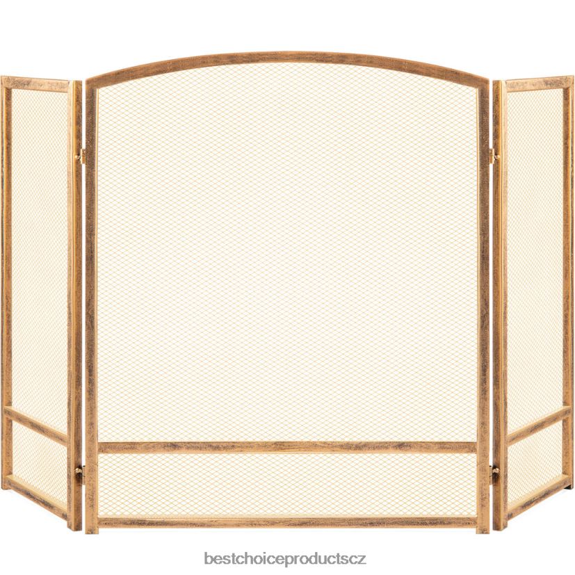 Best Choice Products 3panelová jednoduchá krbová zástěna z ocelové sítě s opotřebovanou povrchovou úpravou doplněk starožitné zlato FF2286661 Best Choice Products 3panelová jednoduchá krbová zástěna z ocelové sítě s opotřebovanou povrchovou úpravou doplněk starožitné zlato FF2286661